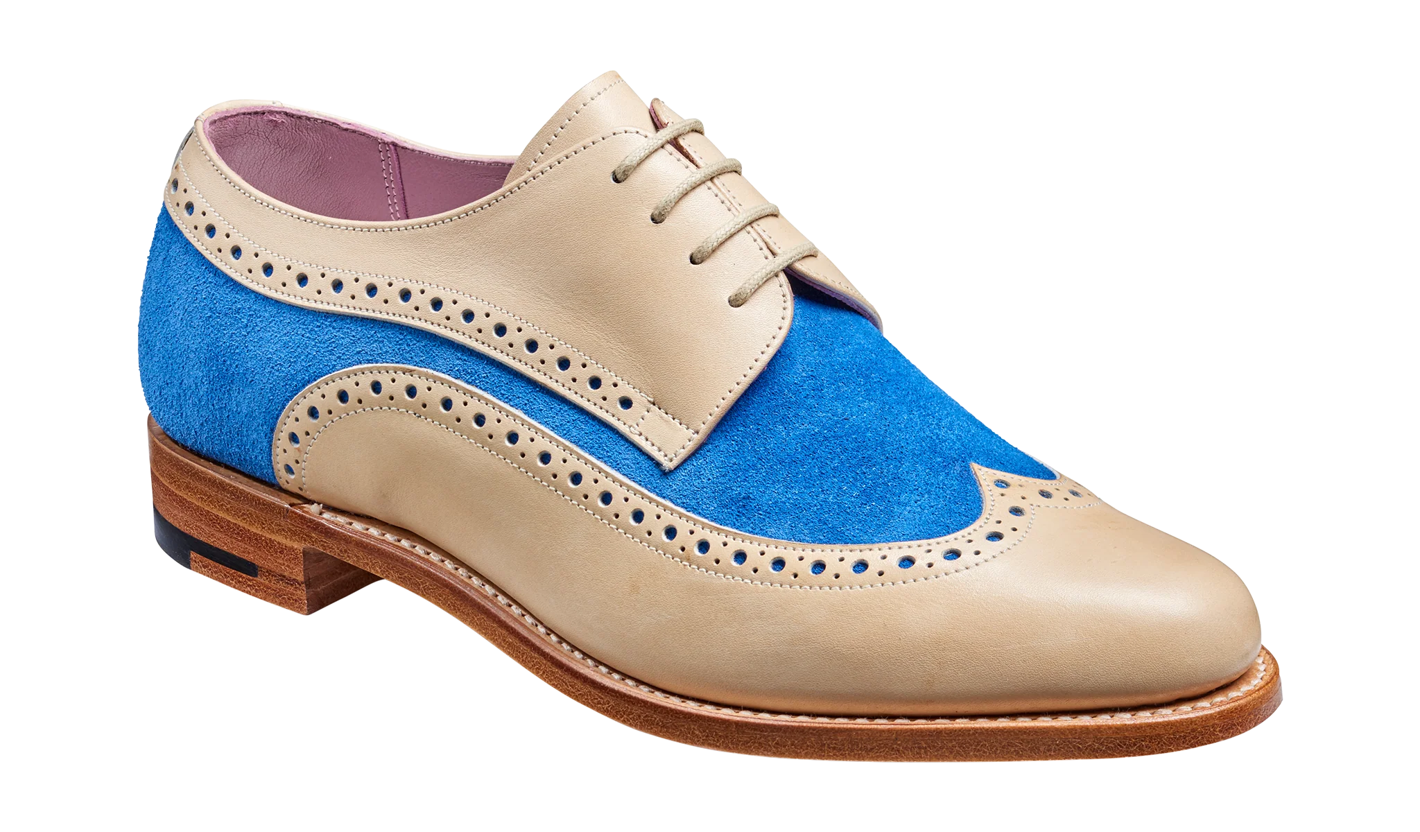 Cassie - Beige Calf / Sky Blue Suede