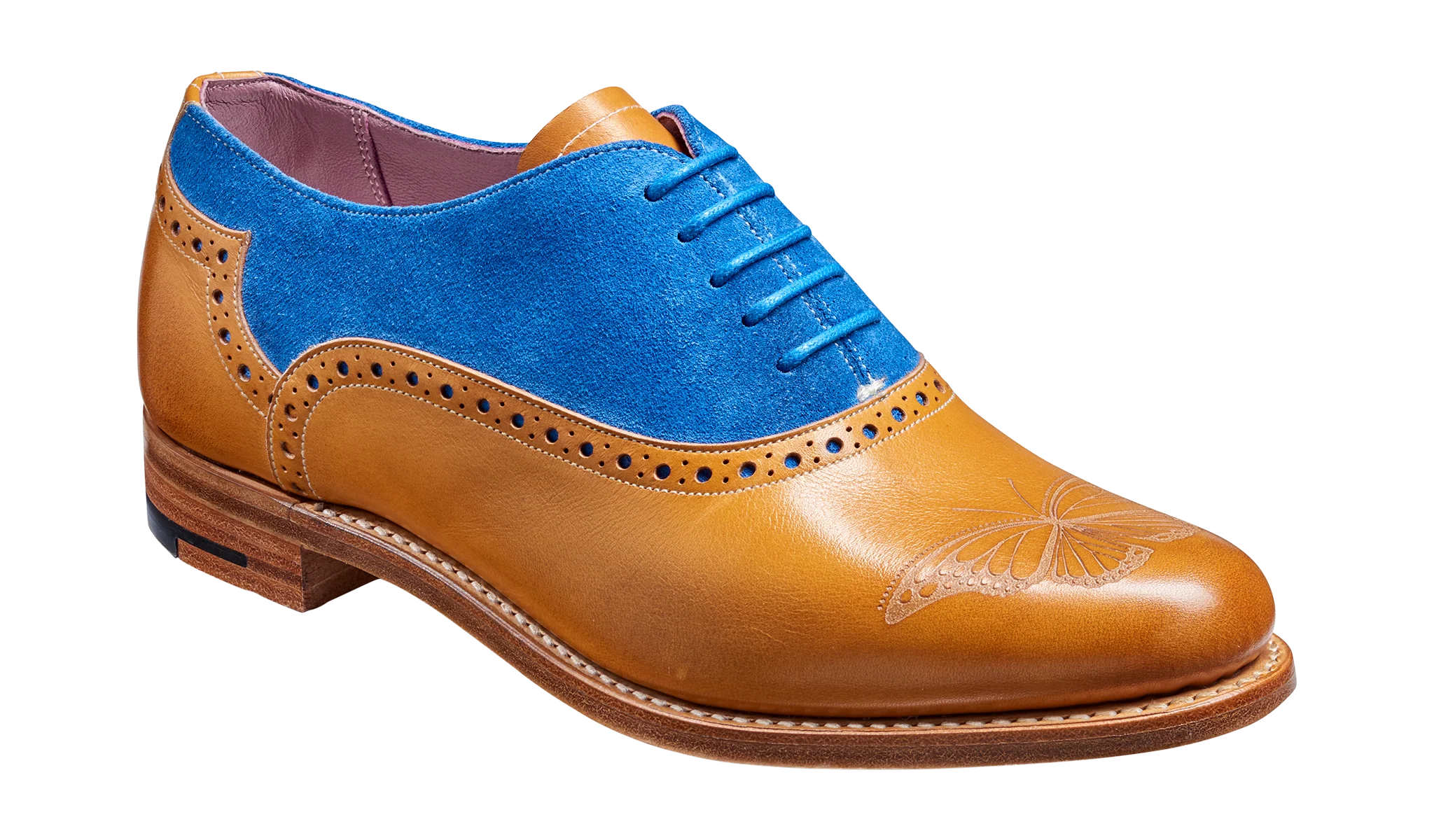 Gwen - Cedar Calf / Sky Blue Suede
