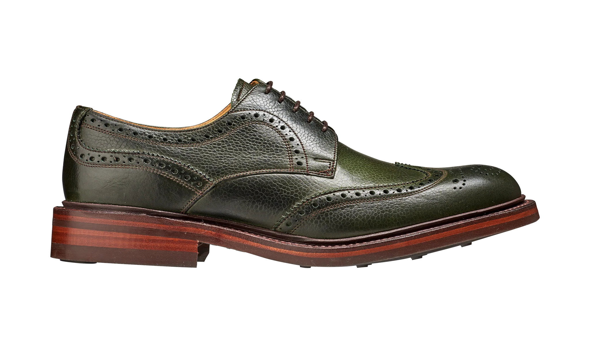 Kelmarsh - Olive Green Grain Wingtip Brogue - Image 2