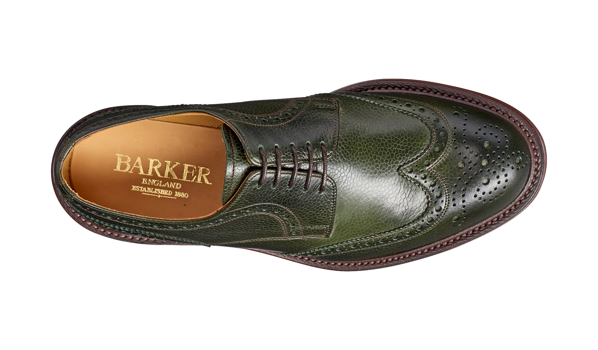 Kelmarsh - Olive Green Grain Wingtip Brogue - Image 3