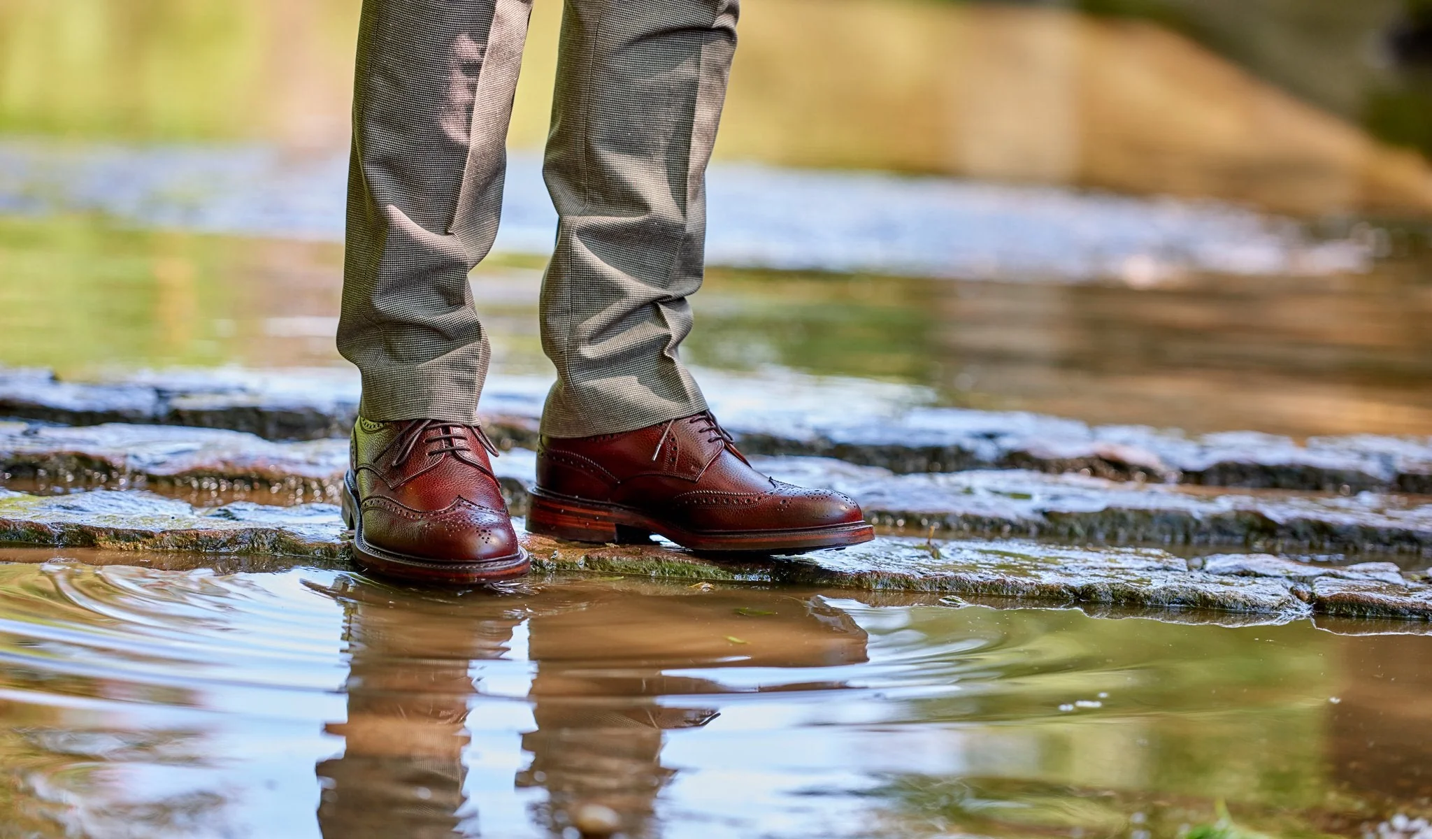 Kelmarsh - Olive Green Grain Wingtip Brogue - Image 5