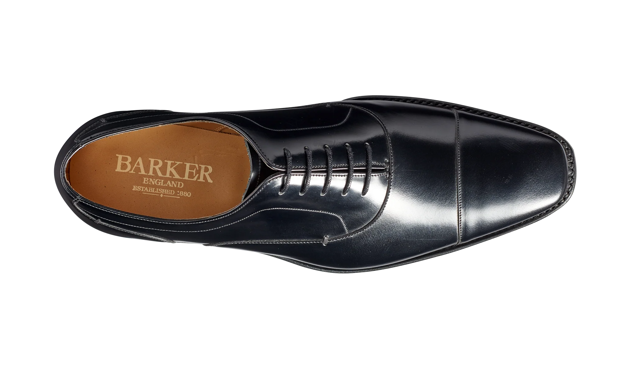 Liam - Black Hi-Shine Toe Cap Oxford - Image 3