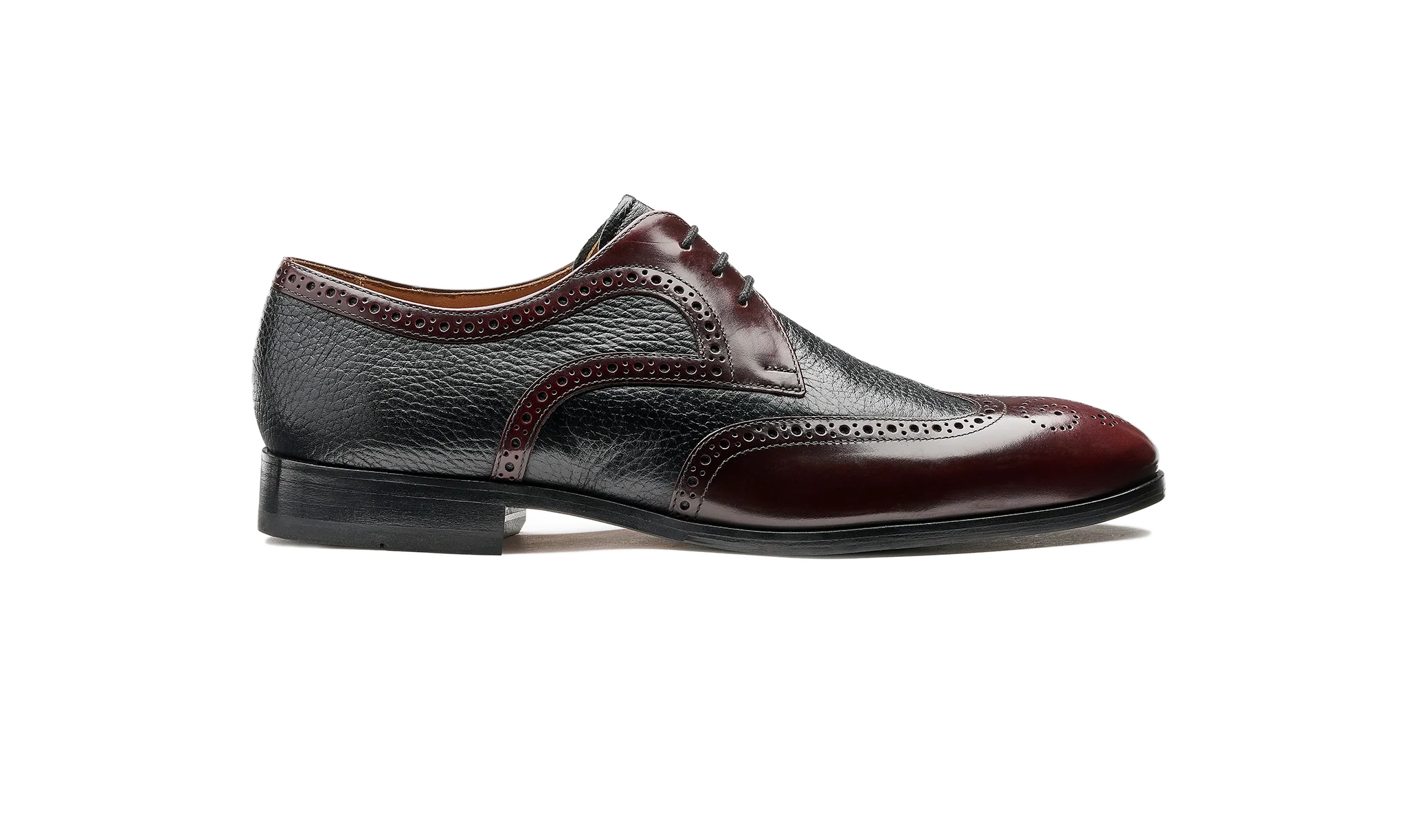 Salcombe – Burgundy Hi-Shine / Black Deer Skin - Image 3